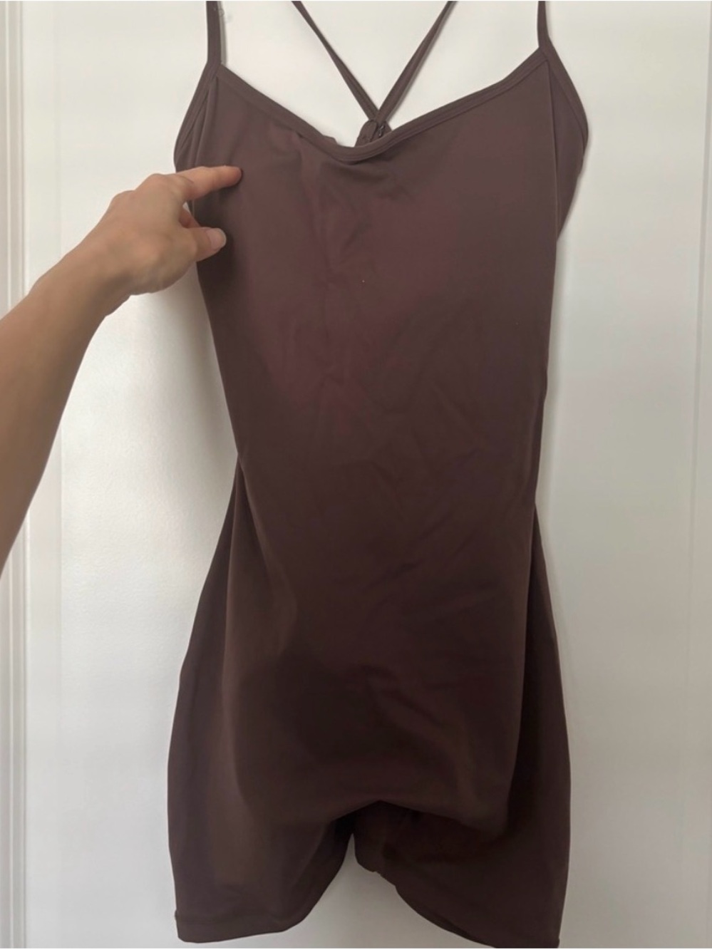 Women’s Brown Adjustable Strsp Scrunch Butt Lifting Romper Bodysuit